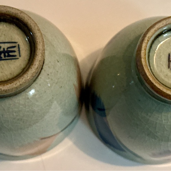 Japanese-Style Ceramic Cups Set of 2 – Unique Gray, Pink & Blue Hand-Painted - Picture 9 of 16